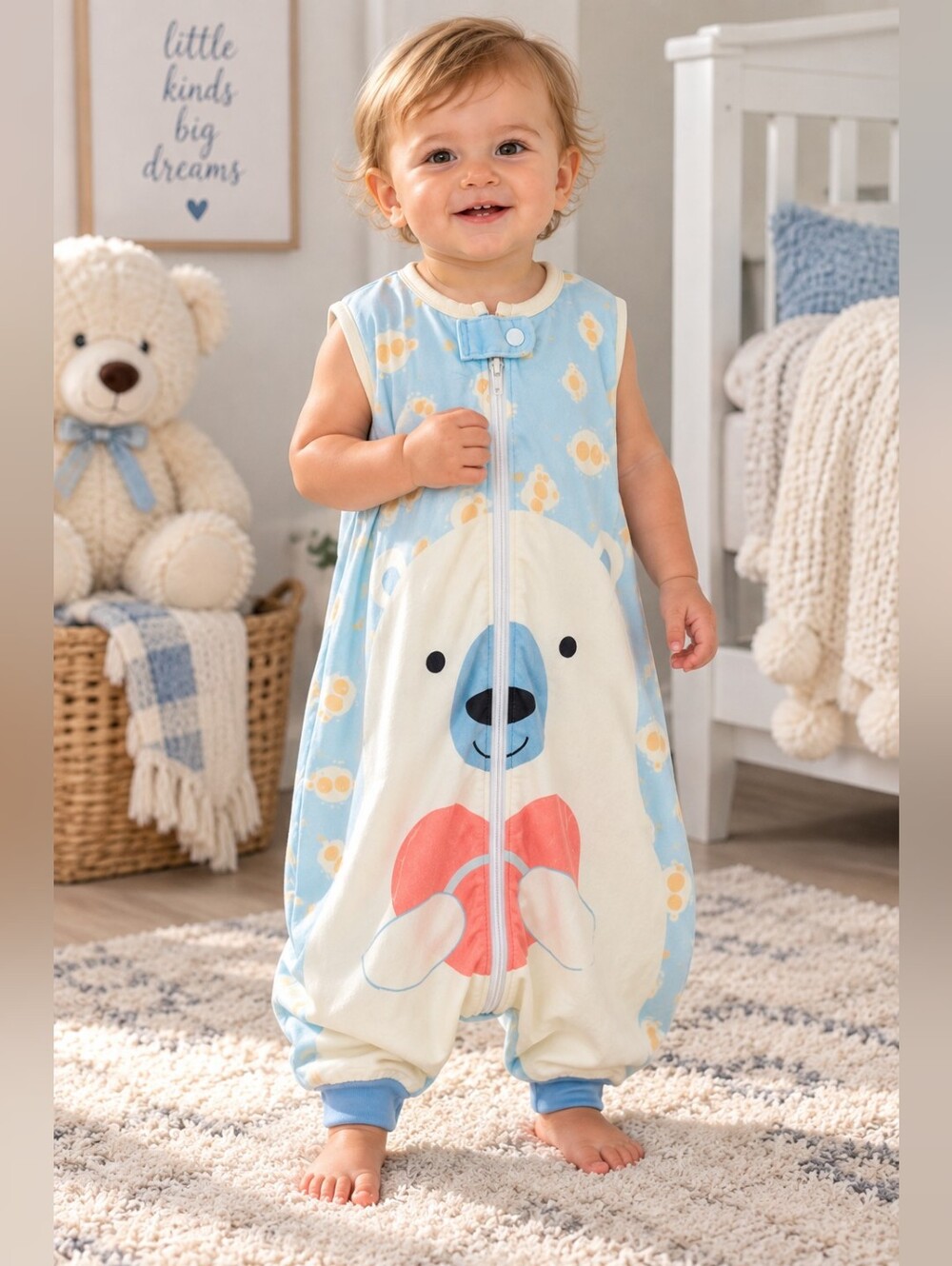 Baby Blue Polar Bear Wearable Blanket Sleep Sack Sleeper